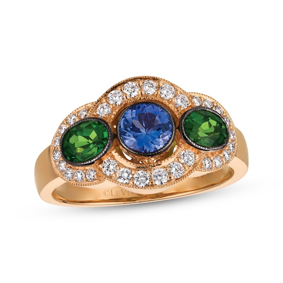 Le Vian Tanzanite & Chrome Diopside Ring 1/3 ct tw Diamonds 14K Strawberry Gold