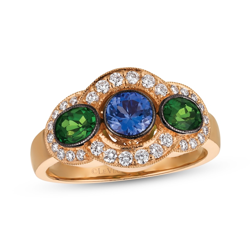 Main Image 1 of Le Vian Tanzanite & Chrome Diopside Ring 1/3 ct tw Diamonds 14K Strawberry Gold