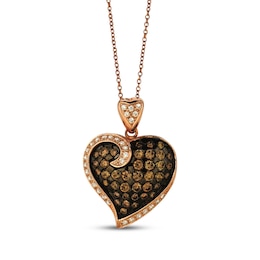 Le Vian Diamond Heart Necklace 1-1/3 ct tw 14K Strawberry Gold 18"