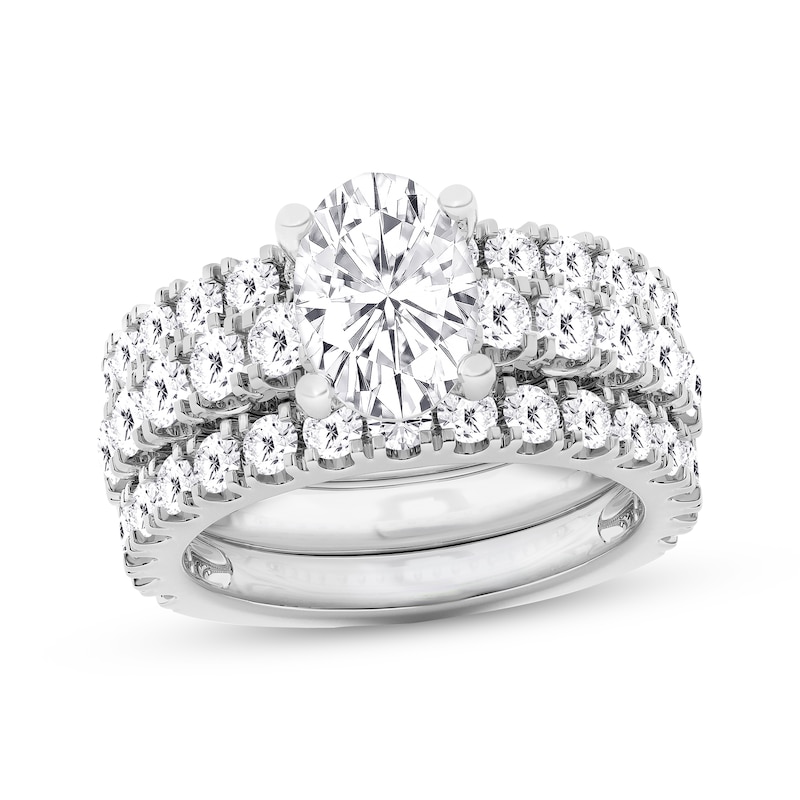 Main Image 1 of Lab-Grown Diamonds Oval-Cut Bridal Set 5 ct tw 14K White Gold