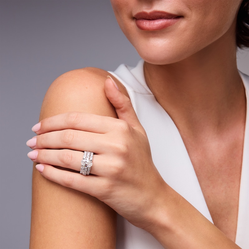 Main Image 5 of Lab-Grown Diamonds Oval-Cut Bridal Set 5 ct tw 14K White Gold