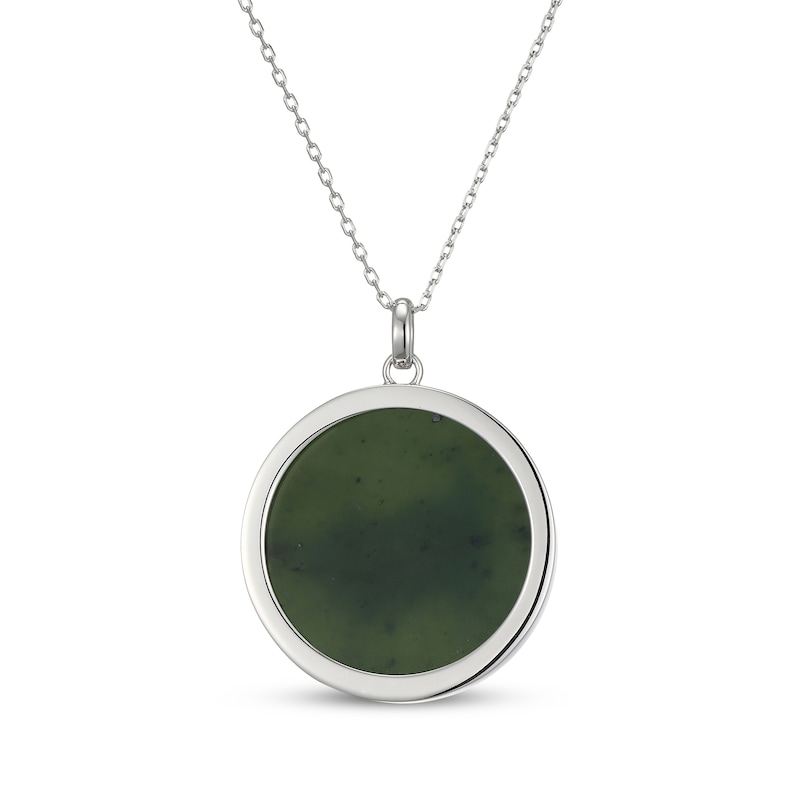 Main Image 3 of Nephrite Jade Year of the Pig Chinese Zodiac Necklace Sterling Silver 18"