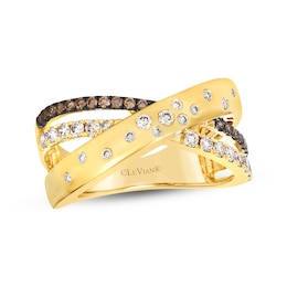 Le Vian Diamond Three-Row Crossover Ring 1/2 ct tw 14K Honey Gold