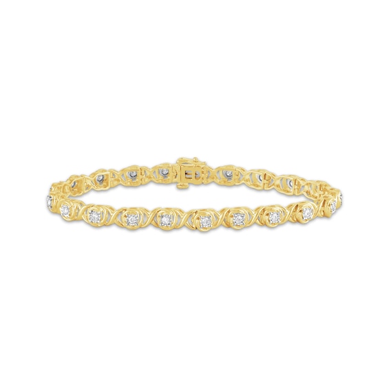KAY Lab-Grown Diamonds "XO" Link Bracelet 1/2 ct tw 14K Yellow Gold-Plated Sterling Silver 7"