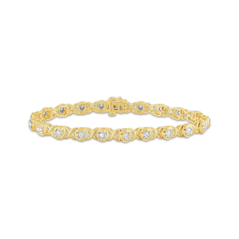 Main Image 1 of KAY Lab-Grown Diamonds "XO" Link Bracelet 1/2 ct tw 14K Yellow Gold-Plated Sterling Silver 7"