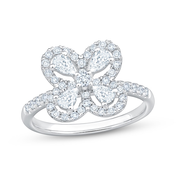 KAY Lab-Grown Diamonds Pear-Shaped & Round-Cut Flower Fashion Ring 3/4 ct tw 10K White Gold