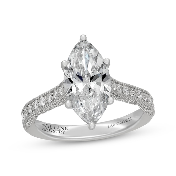 Neil Lane Artistry Heritage Marquise-Cut Lab-Grown Diamond Engagement Ring 3-5/8 ct tw 14K White Gold