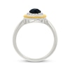 Thumbnail Image 3 of Pear-Shaped Black Onyx & White Lab-Created Sapphire Ring Sterling Silver & 10K Yellow Gold