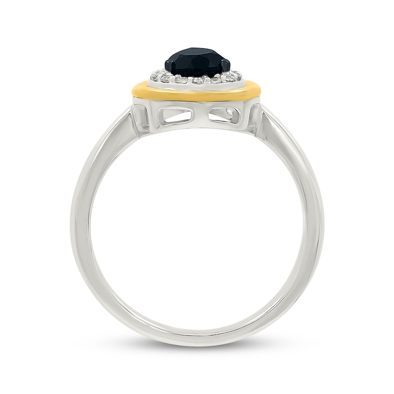 Main Image 3 of Pear-Shaped Black Onyx & White Lab-Created Sapphire Ring Sterling Silver & 10K Yellow Gold
