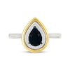 Thumbnail Image 4 of Pear-Shaped Black Onyx & White Lab-Created Sapphire Ring Sterling Silver & 10K Yellow Gold