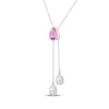 Thumbnail Image 2 of Pear-Shaped Pink & White Lab-Created Sapphire Three-Stone "Y" Necklace Sterling Silver 18"