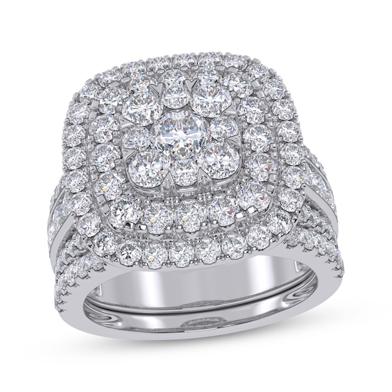 Adore Lab-Grown Diamonds Multi-Stone Cushion-Shaped Double Halo Bridal Set 3 ct tw 14K White Gold