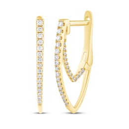 Diamond Double Hoop Earrings 1/4 ct tw 14K Yellow Gold