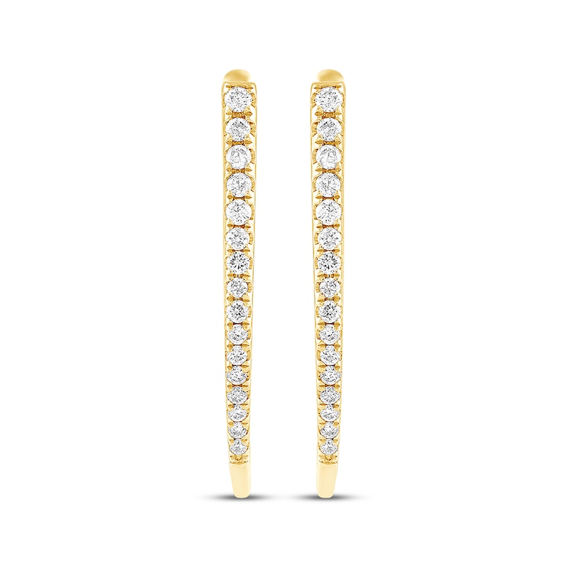 Main Image 2 of Diamond Double Hoop Earrings 1/4 ct tw 14K Yellow Gold