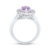 Thumbnail Image 2 of Pear-Shaped Amethyst & Diamond Double Halo Ring 1/10 ct tw Sterling Silver