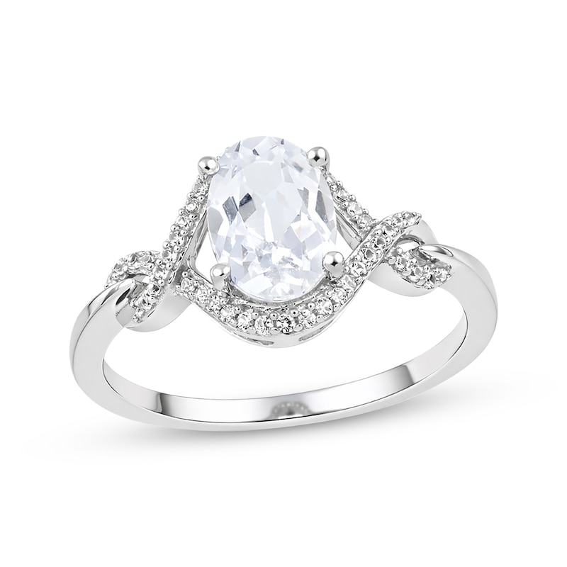 Main Image 3 of Oval & Round-Cut White Lab-Created Sapphire Halo Gift Set Sterling Silver