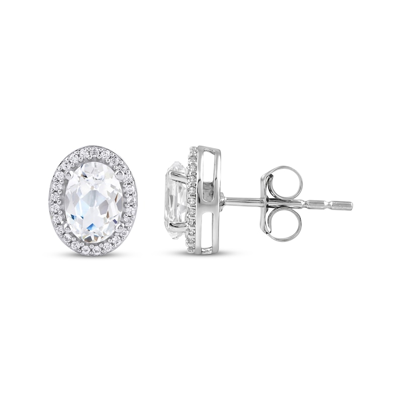 Main Image 4 of Oval & Round-Cut White Lab-Created Sapphire Halo Gift Set Sterling Silver