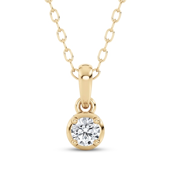 Diamond Hidden Halo Necklace 1/8 ct tw 10K Yellow Gold 18"