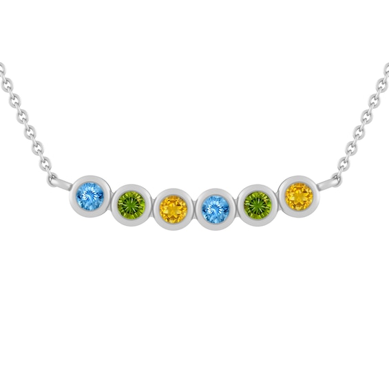 Color Stone Family Necklace