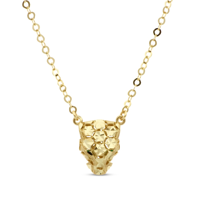 Main Image 1 of Italian Brilliance Diamond-Cut Panther Necklace 14K Yellow Gold 18"