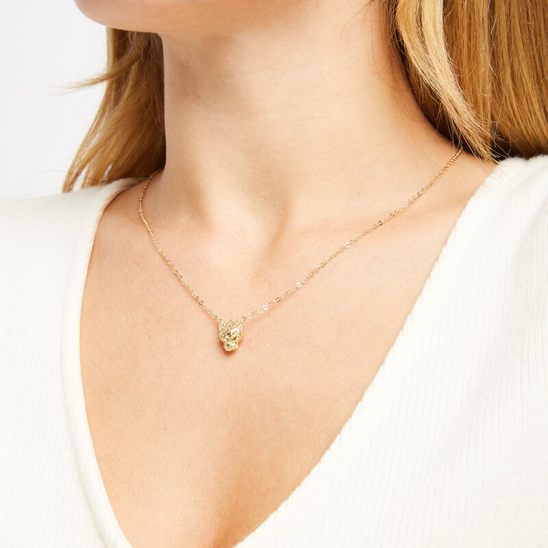 Main Image 3 of Italian Brilliance Diamond-Cut Panther Necklace 14K Yellow Gold 18"