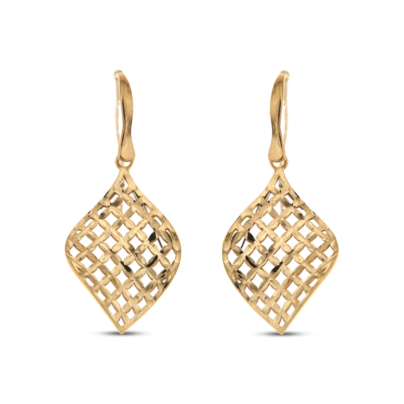 Main Image 1 of Italian Brilliance Diamond-Cut Dangle Earrings 14K Yellow Gold