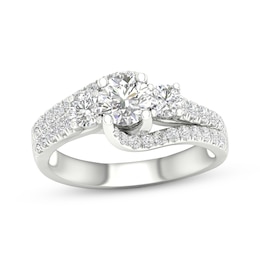 Diamond Three-Stone Swirl Engagement Ring 3/4 ct tw 14K White Gold