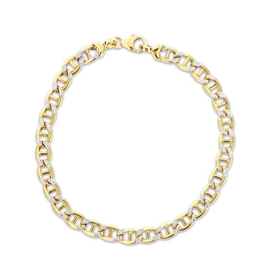 Diamond-Cut Mariner Chain Bracelet Hollow 14K Yellow Gold 8.5”