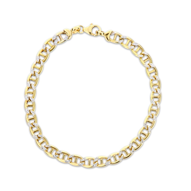 Diamond-Cut Hollow Mariner Chain Bracelet 14K Yellow Gold 8.5”