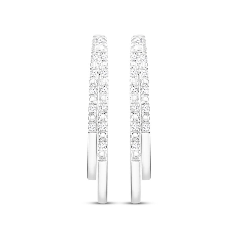 Diamond Staggered Two-Row Hoop Earrings 1/10 ct tw Sterling Silver