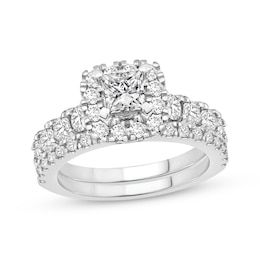 Adore Princess & Round-Cut Diamond Bridal Set 2 ct tw 14K White Gold