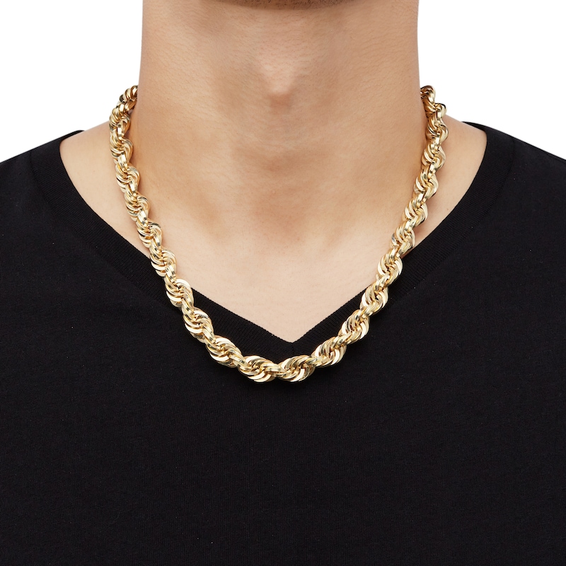 Hollow Rope Chain Necklace 10mm 10K Yellow Gold 20”