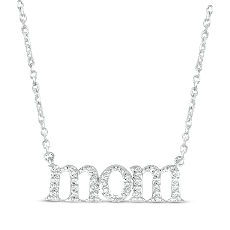 Main Image 1 of Diamond Lowercase "Mom" Necklace 1/15 ct tw Sterling Silver 18"