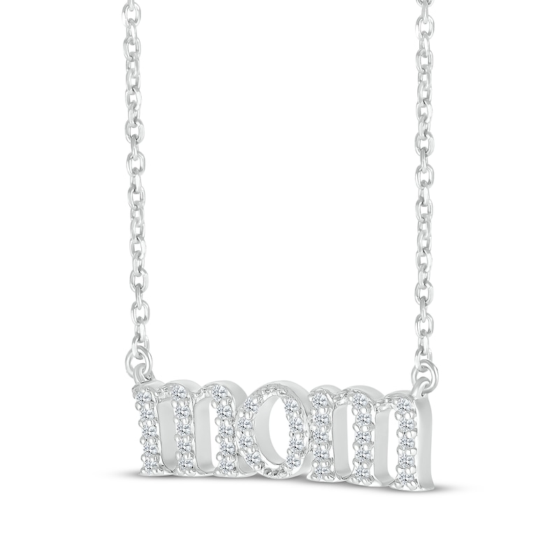 Main Image 2 of Diamond Lowercase "Mom" Necklace 1/15 ct tw Sterling Silver 18"