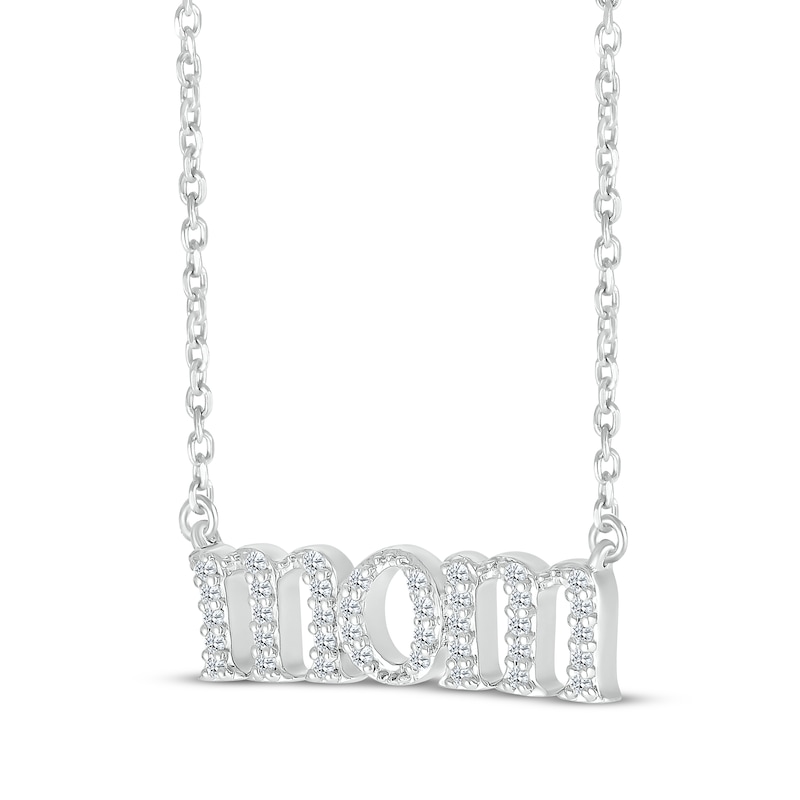 Diamond Lowercase "Mom" Necklace 1/15 ct tw Sterling Silver 18"