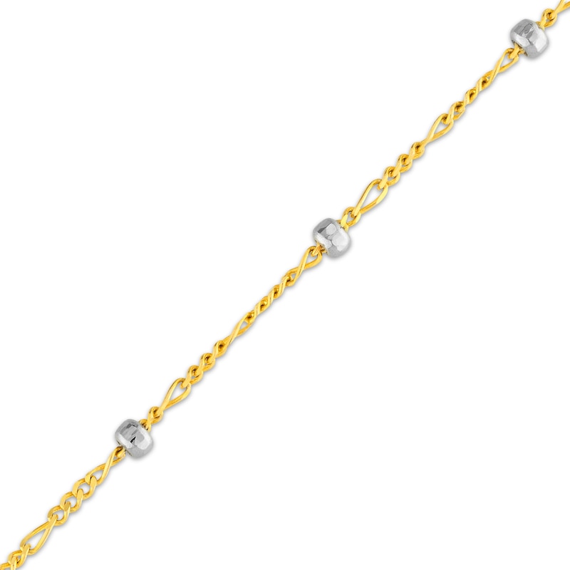 Solid Saturn Bead Chain Anklet 14K Yellow Gold 10"
