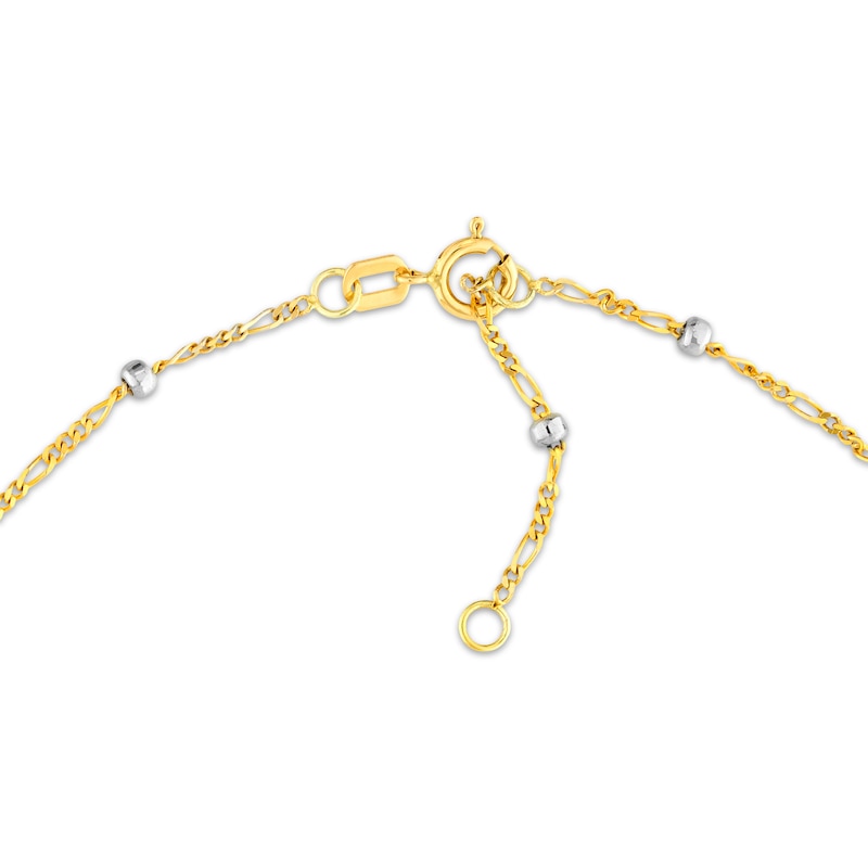 Solid Saturn Bead Chain Anklet 14K Yellow Gold 10"