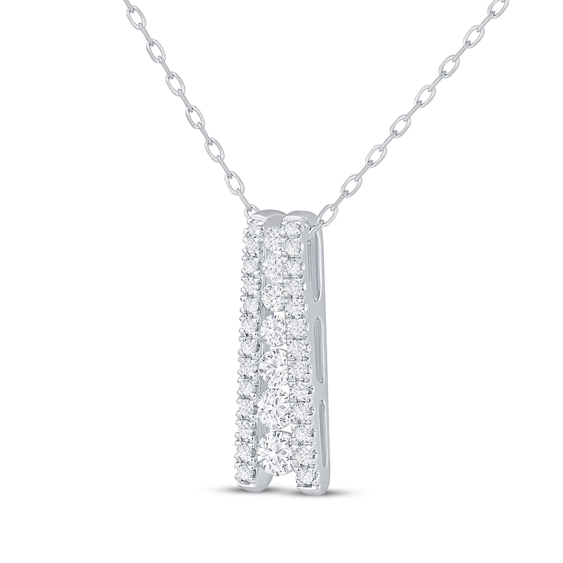 Main Image 2 of Diamond Ladder Necklace 1/2 ct tw 10K White Gold 18"