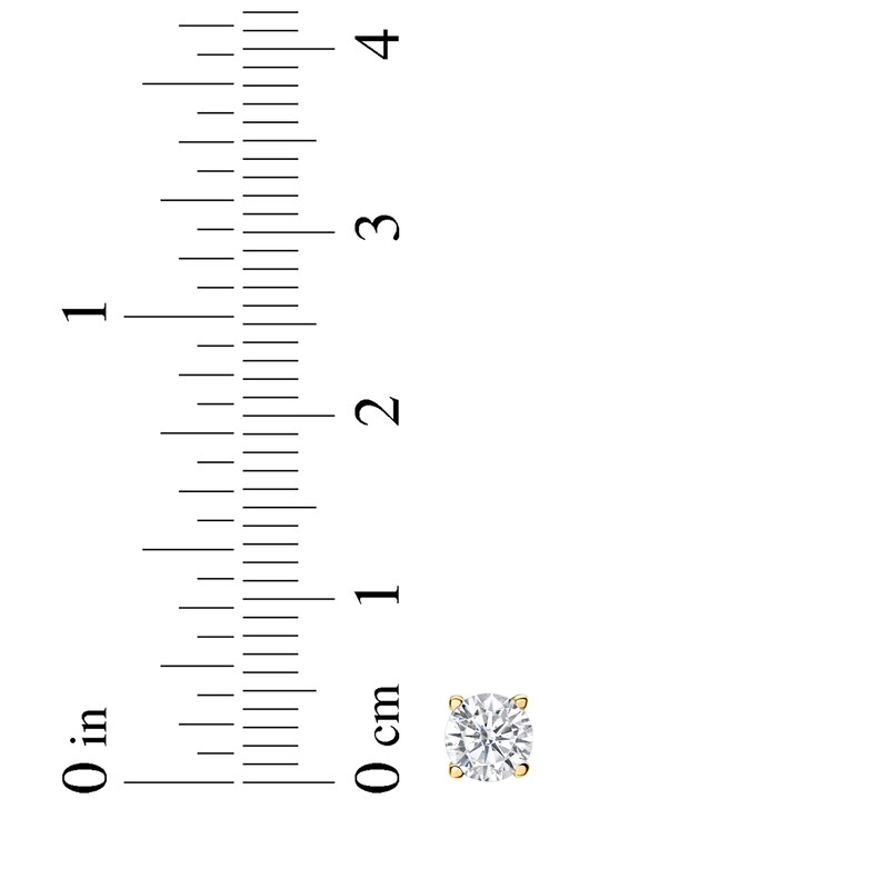 Main Image 4 of Certified Round-Cut Diamond Solitaire Stud Earrings 1/4 ct tw 14K Yellow Gold (J/I1)