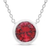 Thumbnail Image 0 of Lab-Created Ruby Solitaire Bezel-Set Necklace Sterling Silver 18"