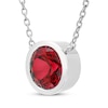 Thumbnail Image 1 of Lab-Created Ruby Solitaire Bezel-Set Necklace Sterling Silver 18"