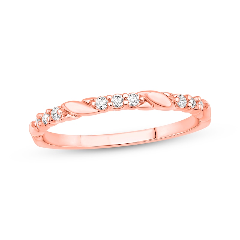 LADIES STACKBLE BAND 1/20 CT ROUND DIAMOND 14K ROSE GOLD LADIES STACKBLE BAND 1/20 CT ROUND DIAMOND 14K ROSE GOLD