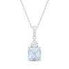 Thumbnail Image 1 of Cushion-Cut Aquamarine & White Lab-Created Sapphire Necklace Sterling Silver 18"
