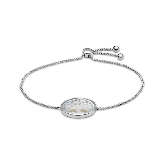 Mother-of-Pearl Tree Bolo Bracelet Sterling Silver