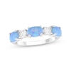 Thumbnail Image 0 of Oval-Cut Blue Lab-Created Opal & White Lab-Created Sapphire Ring Sterling Silver