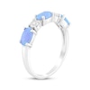 Thumbnail Image 1 of Oval-Cut Blue Lab-Created Opal & White Lab-Created Sapphire Ring Sterling Silver