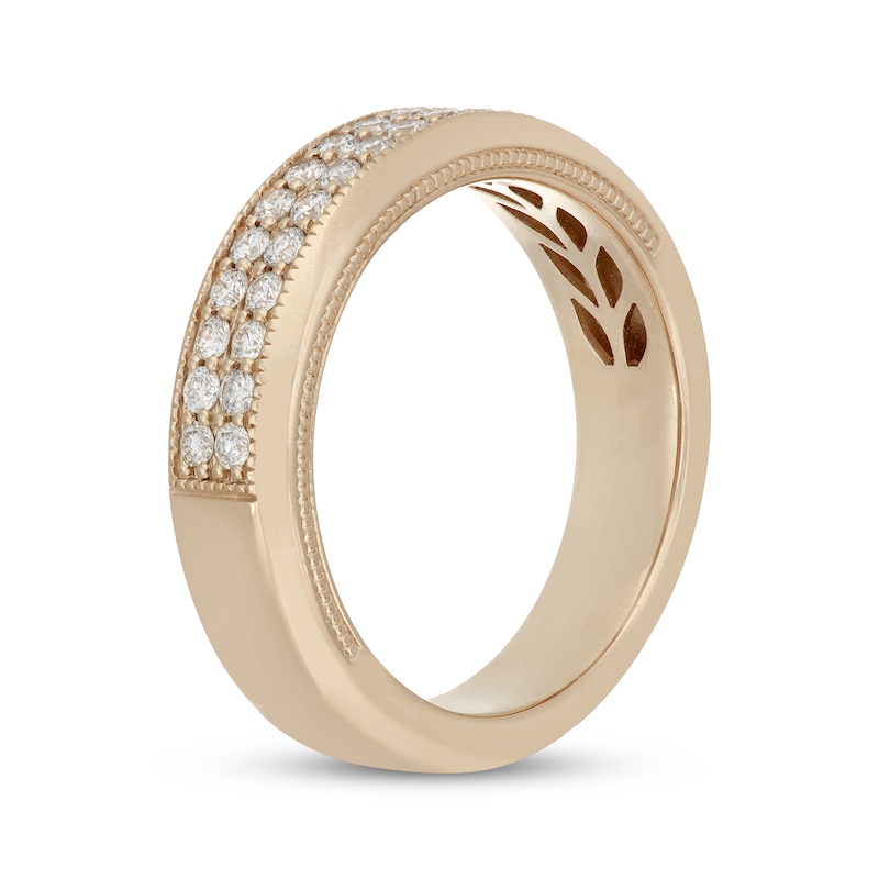 Main Image 2 of Neil Lane Men's Diamond Two-Row Wedding Band 1/2 ct tw 14K Yellow Gold