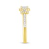 Thumbnail Image 2 of Adore Emerald-Cut Diamond Three-Stone Halo Engagement Ring 1 ct tw 14K Yellow Gold