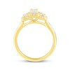 Thumbnail Image 3 of Adore Emerald-Cut Diamond Three-Stone Halo Engagement Ring 1 ct tw 14K Yellow Gold