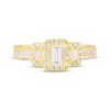 Thumbnail Image 4 of Adore Emerald-Cut Diamond Three-Stone Halo Engagement Ring 1 ct tw 14K Yellow Gold